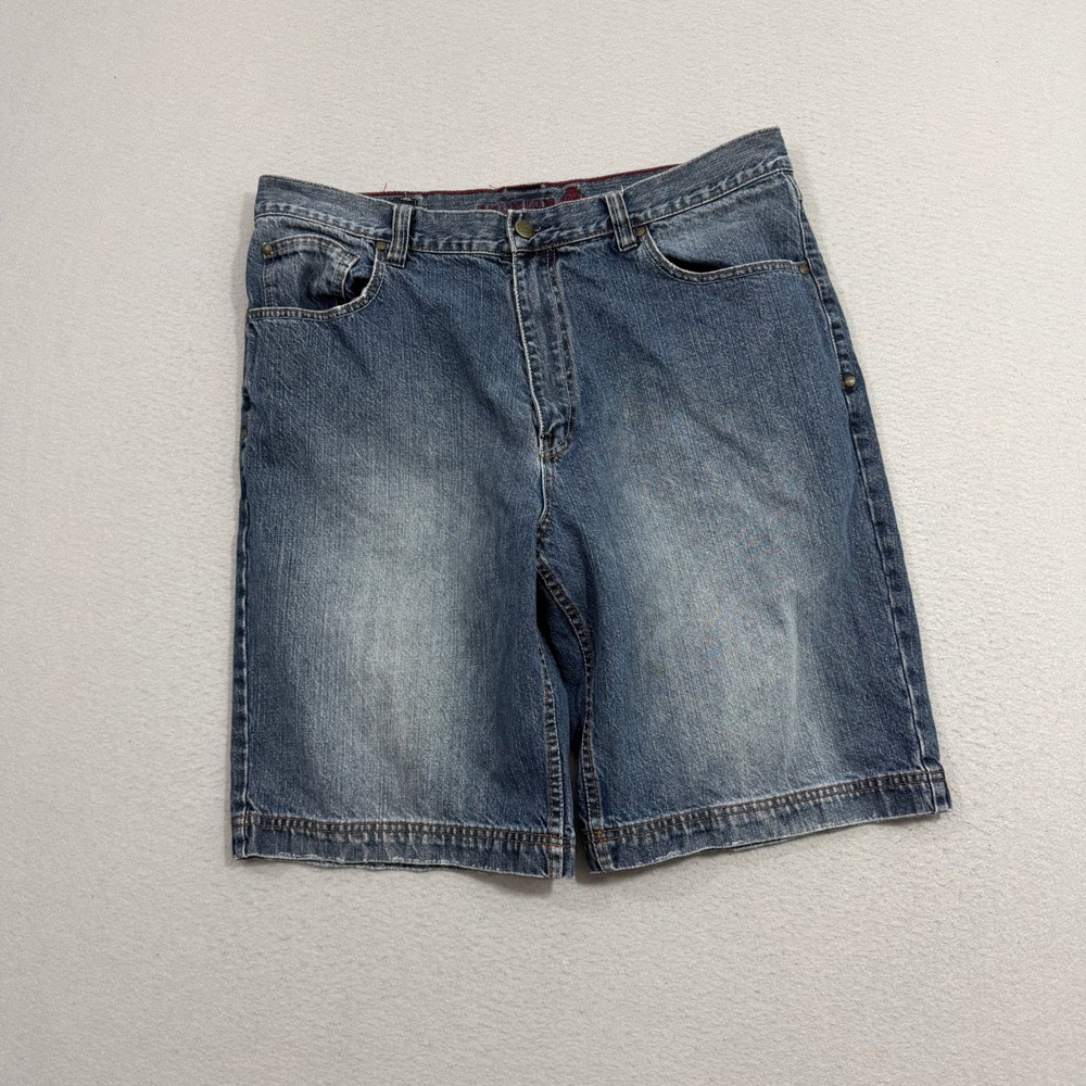 Vintage Reunion Jean Shorts Men's 36 Blue 12" Inseam Denim Jorts y2k Skater 2000